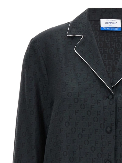 Off-white Off White Embroidered Silk Blend Pyjama Shirt In Black