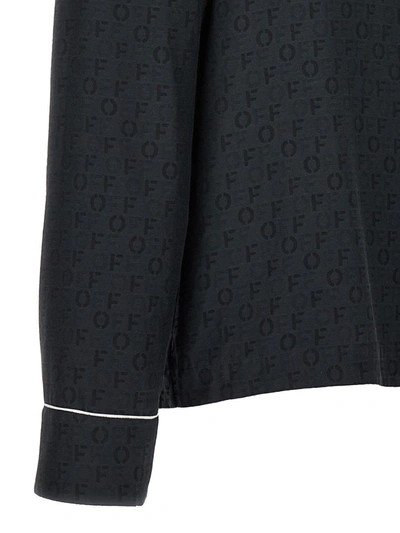 Off-white Off White Embroidered Silk Blend Pyjama Shirt In Black