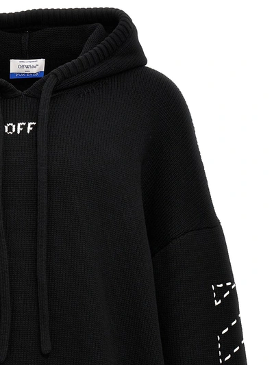 Shop Off-white 'stitch Arr Diags' Hooded Sweater In White/black