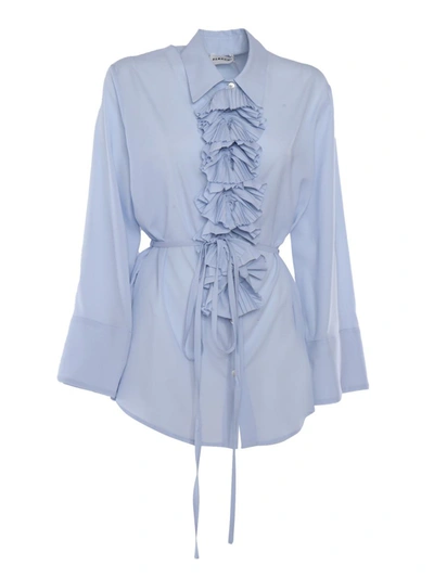 P.a.r.o.s.h Light Blue Shirt With Ruffles In Blue