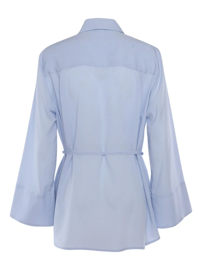 P.a.r.o.s.h Light Blue Shirt With Ruffles In Blue