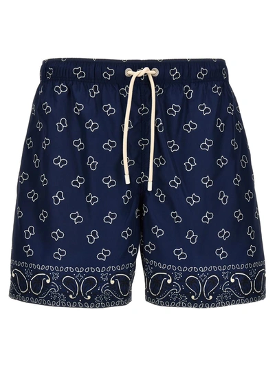 Shop Palm Angels 'paisley' Swim Shorts In Blue