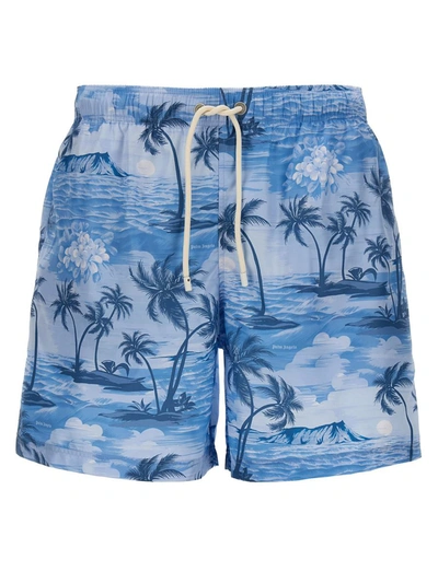 Shop Palm Angels 'sunset' Swim Shorts In Blue