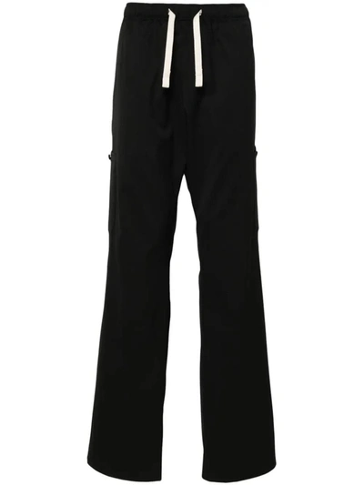 Shop Palm Angels Wide Trousers With Drawstring Waist In Black
