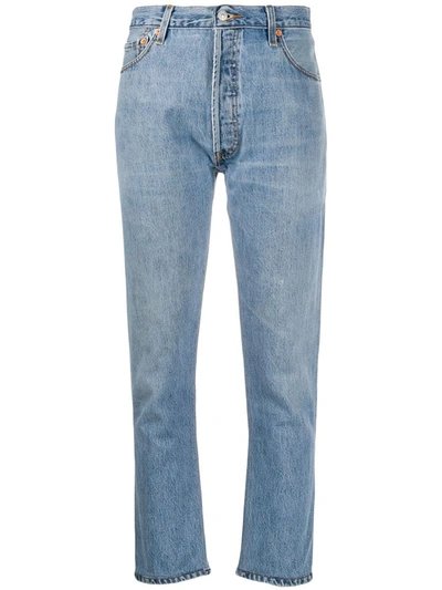 Shop Re/done High-rise Cropped Jeans In Indigo