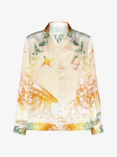 Shop Casablanca La Monnae Silk Shirt In Multicolor