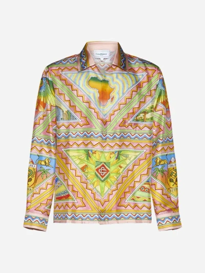 Shop Casablanca Freedom And Joy Silk Shirt In Multicolor