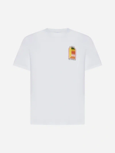 Shop Casablanca Gradient Arch Logo Cotton T-shirt In White,multicolor