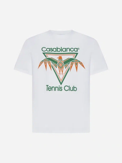 Shop Casablanca Playful Eagle Cotton T-shirt In White,multicolor