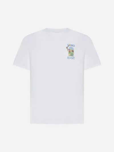 Shop Casablanca Le Jeu Colore Cotton T-shirt In White,multicolor