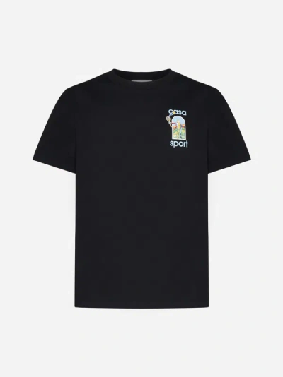 Shop Casablanca Le Jeu Colore Cotton T-shirt In Black,multicolor
