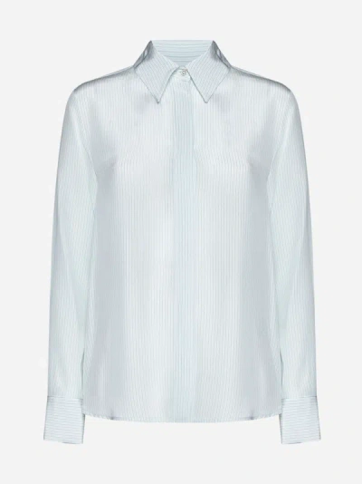 Shop Max Mara Gong Silk Shirt In Aquamarine