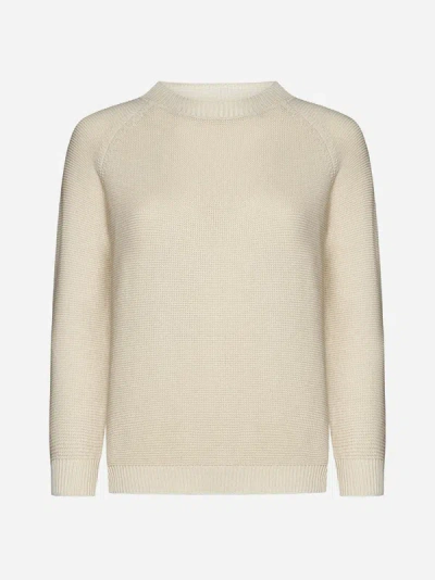 Shop Weekend Max Mara Linz Cotton Sweater In Ivory