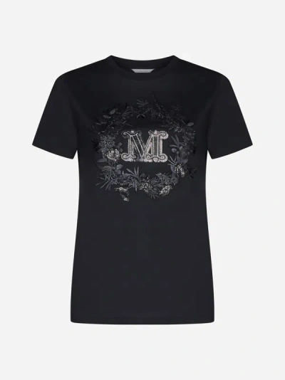 Shop Max Mara Elmo Logo Cotton T-shirt In Black