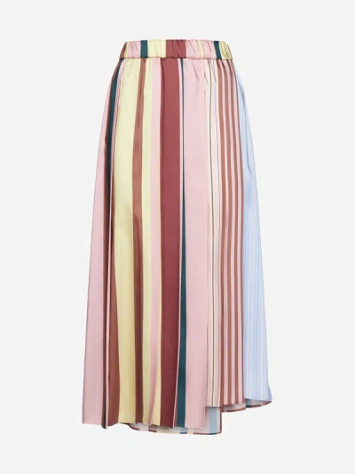 Shop Weekend Max Mara Fagus Striped Satin Skirt In Multicolor