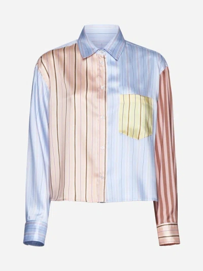 Shop Weekend Max Mara Suez Striped Satin Shirt In Multicolor