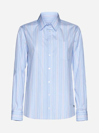 Shop Weekend Max Mara Bahamas Striped Cotton Shirt In Light Blue