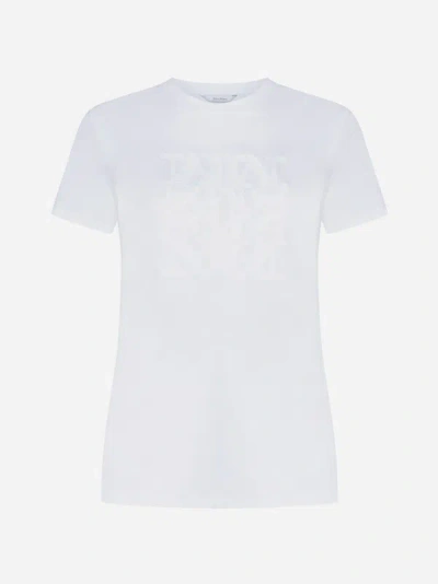 Shop Max Mara Taverna Logo Cotton T-shirt In White