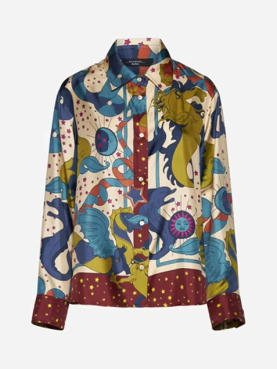Shop Weekend Max Mara Caio Print Silk Shirt In Multicolor