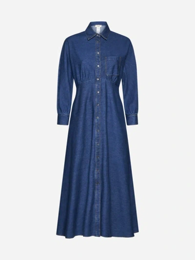 Shop Weekend Max Mara Yemen Denim Shirt Dress In Blue