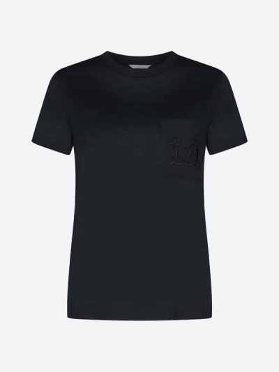 Shop Max Mara Papaia Logo Cotton T-shirt In Black