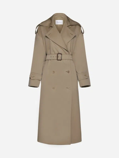 Shop Max Mara Salpa Wool-blend Double-breasted Trench Coat In Sand
