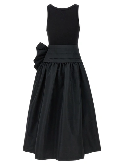 Shop Alexander Mcqueen Bow Midi Dress In Black