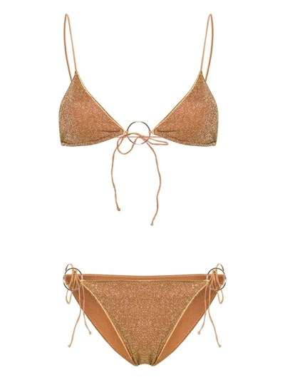 Shop Oseree Oséree Bikini With Triangle Cup And Metal Wire In Grey