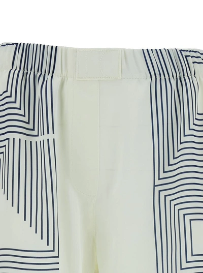 Shop Low Classic White Shorts With Graphic Print In Tech Fabric Woman