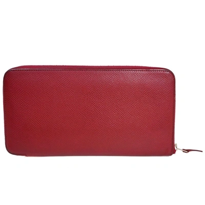 Shop Hermes Hermès Azap Burgundy Leather Wallet  () In Red