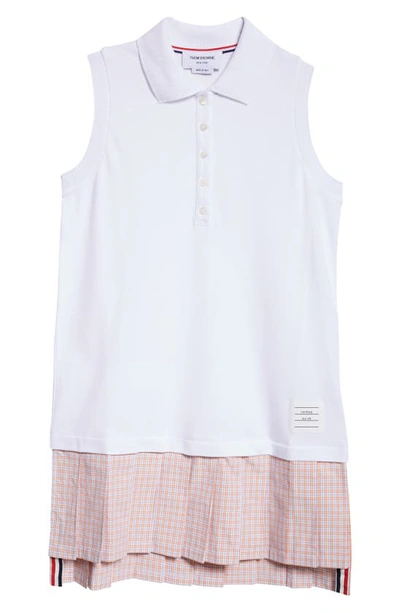 Shop Thom Browne Mixed Media Sleeveless Minidress In White