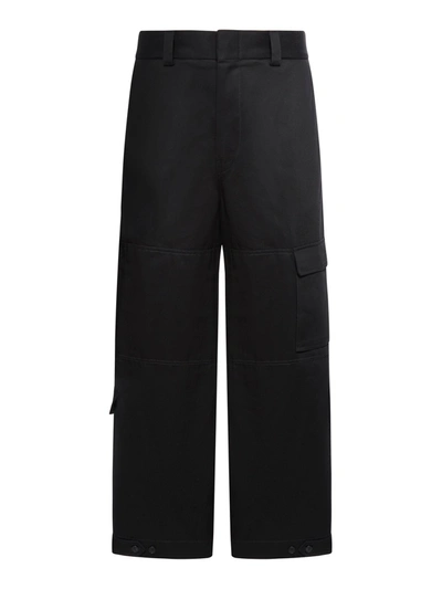 Shop Gucci Cargo Pants In Cotton Drill With Patch In Black