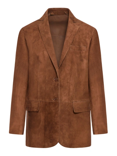 Shop Salvatore Santoro Leather Blazer In Brown