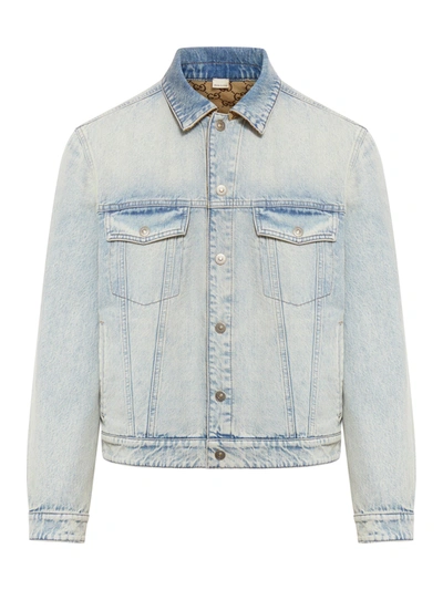 Shop Gucci Reversible Denim Jacket In Blue