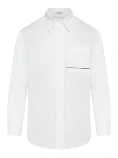 Shop Brunello Cucinelli Shirt With Front Detail In White