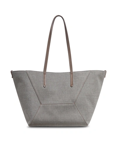 Shop Brunello Cucinelli Shopping Bag In Grey