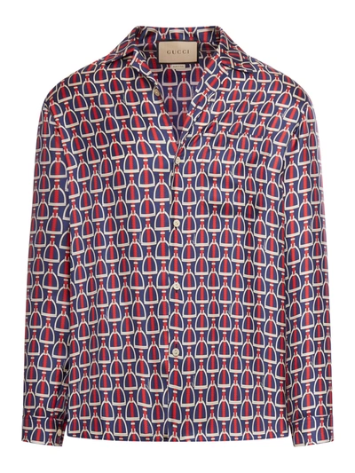 Shop Gucci Silk Shirt With Snip Print In Multicolour