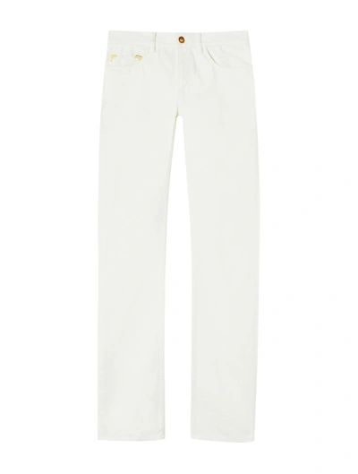 Shop Palm Angels Straight Jeans With Monogram In White