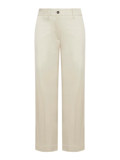 Shop Nine In The Morning Trousers In Cotton In Nude & Neutrals