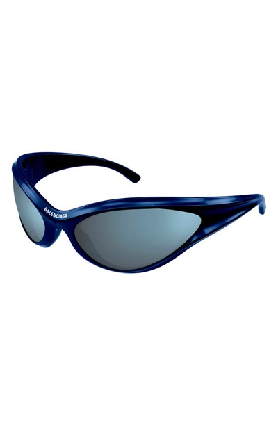 Shop Balenciaga 77mm Oversized Geometric Sunglasses In Blue