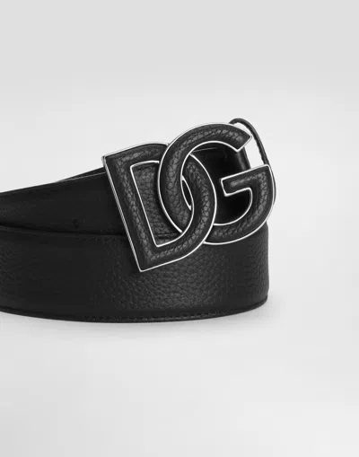 Dolce & Gabbana Black Logo Leather Belt In ブラック