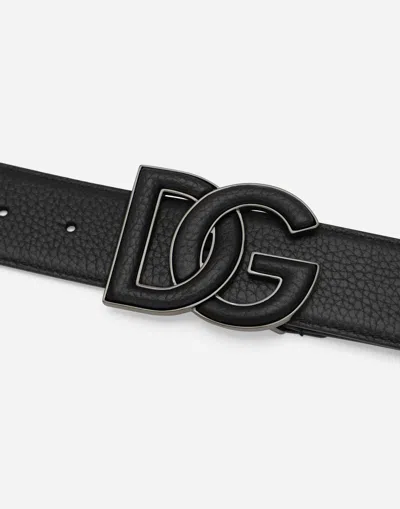 Dolce & Gabbana Black Logo Leather Belt In ブラック