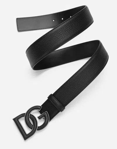 Dolce & Gabbana Black Logo Leather Belt In ブラック