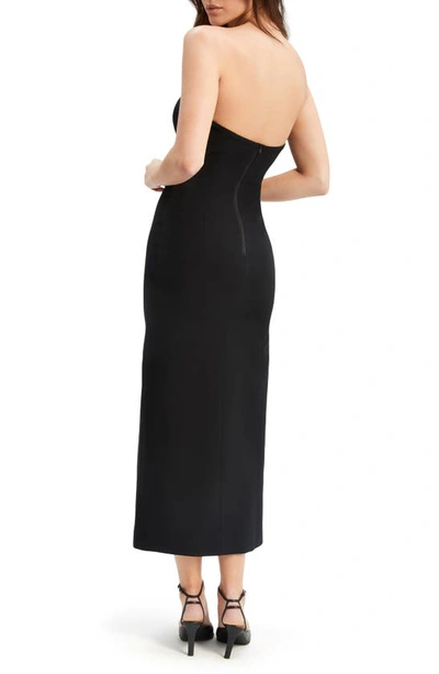Shop Bardot Eleni Strapless Plunge Neck Midi Dress In Black