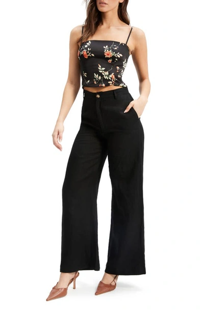 Shop Bardot Sansa Floral Satin Crop Camisole In Black Floral