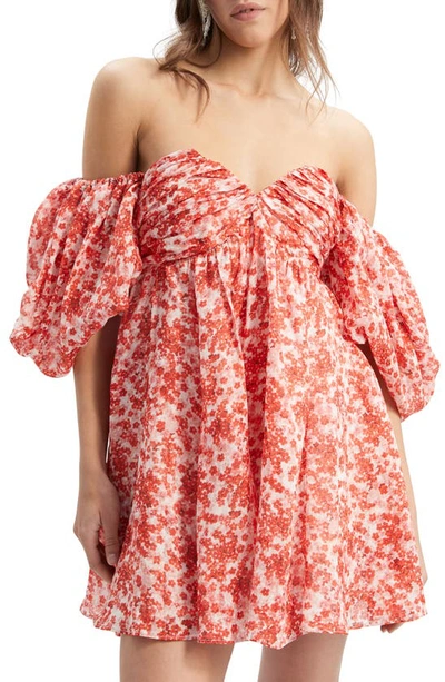 Bardot Lani Floral Off The Shoulder Minidress In Red