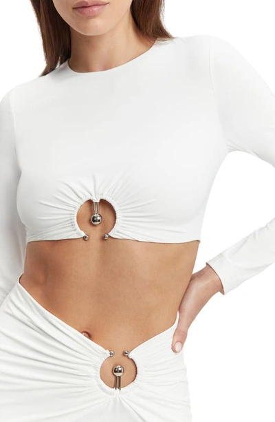 Shop Bardot Neve Cutout Crop Top In Orchid White