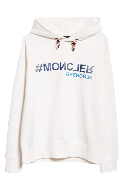 Shop Moncler Logo Cotton Hoodie In White