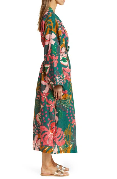 Shop Vitamin A Palmilla Linen Cover-up Robe In Painted Jungle Ecolinen