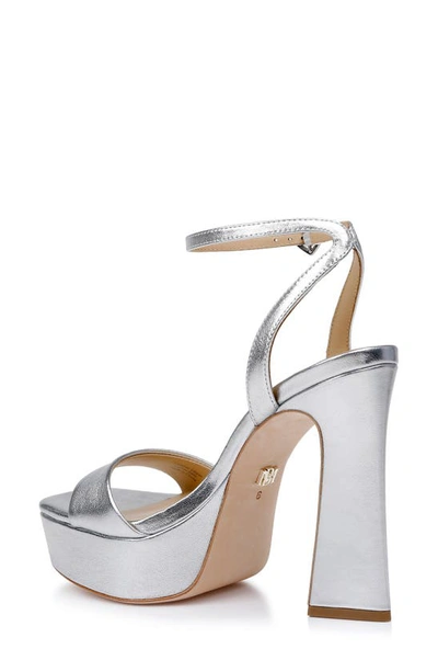 Shop Badgley Mischka Caia Ankle Strap Platform Sandal In Silver